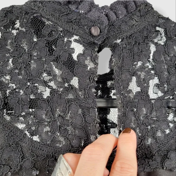 RARE VINTAGE Y2K MORBID Gothic Lace Blouse Black - Picture 9 of 14